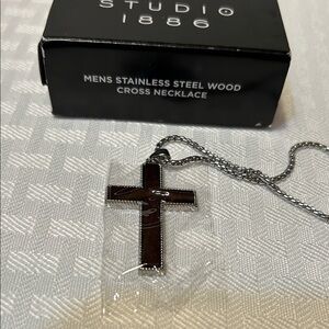 Studio 1886 Men's Wood and Steel Cross Pendant